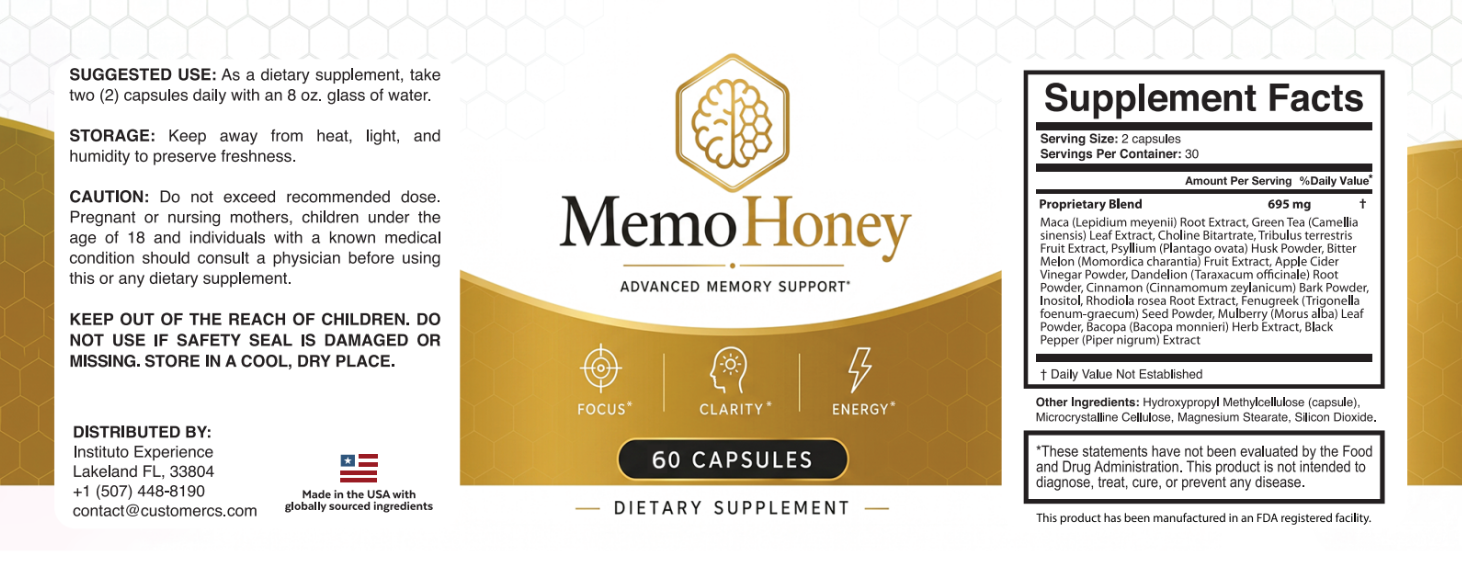 MemoHoney supplement facts